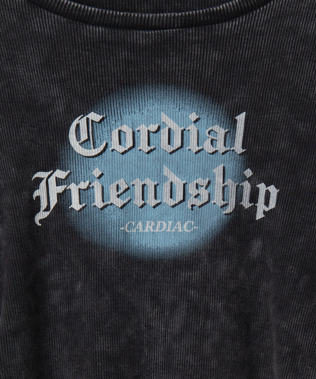 ヴィンテージウォッシュレースアップロンT