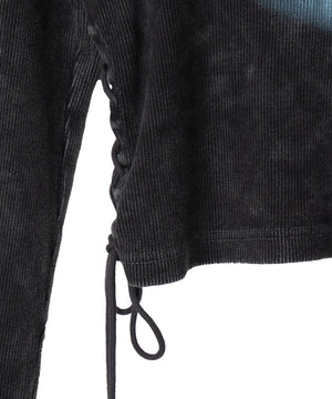 ヴィンテージウォッシュレースアップロンT