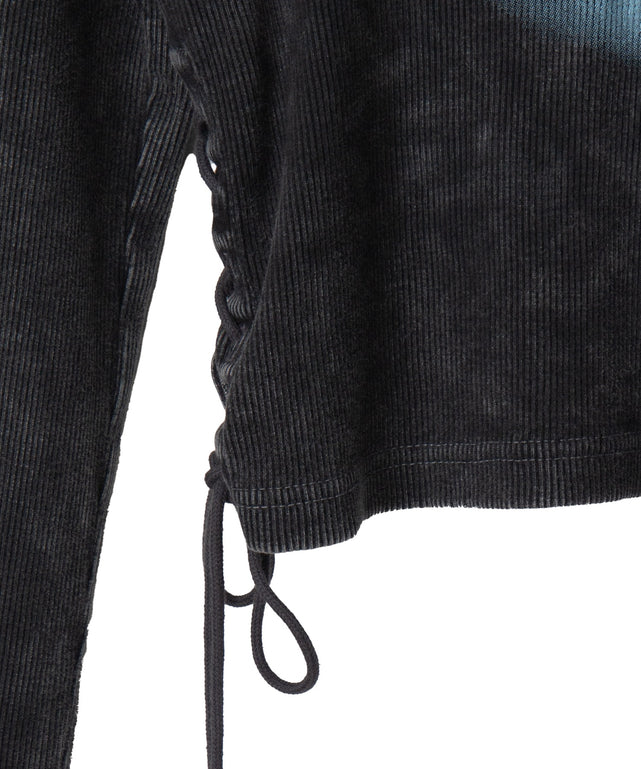 ヴィンテージウォッシュレースアップロンT