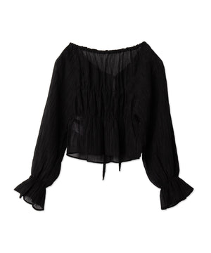 マルチWAY楊柳シアーシャーリングリボンブラウス