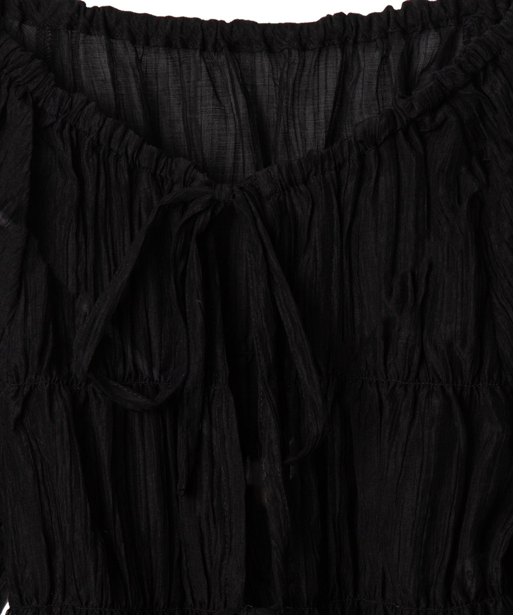 マルチWAY楊柳シアーシャーリングリボンブラウス