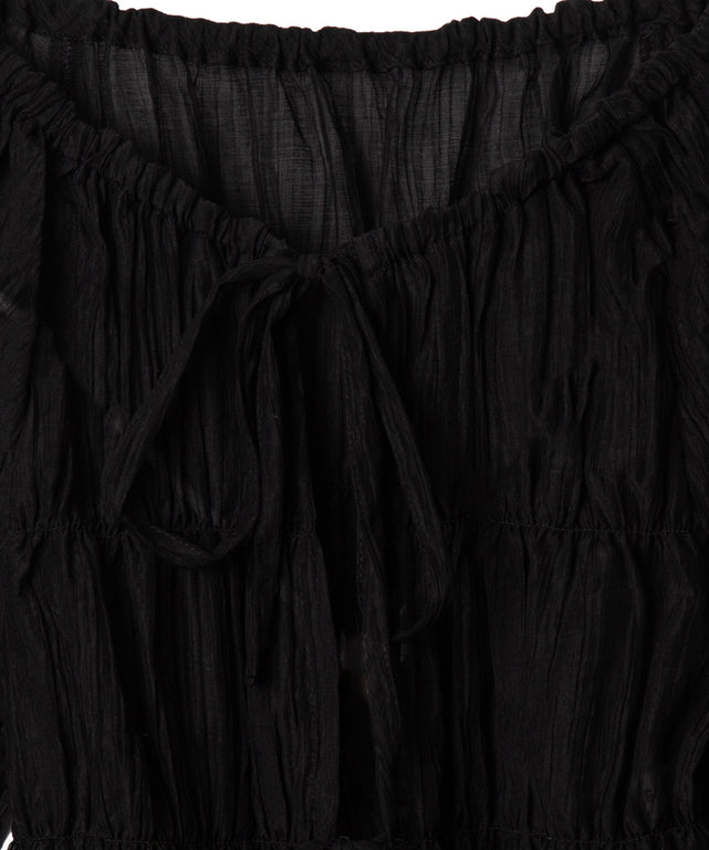 マルチWAY楊柳シアーシャーリングリボンブラウス