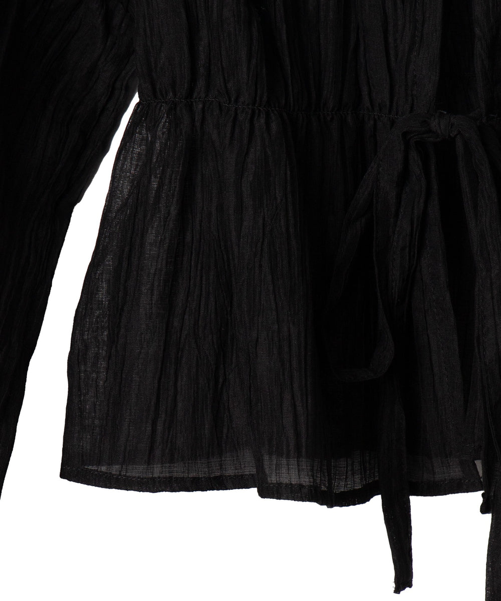 マルチWAY楊柳シアーシャーリングリボンブラウス