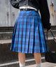 ベルト付プリーツミドルスカート/ブルーチェック1　モデル:155cm F着用
