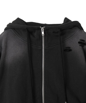 ヴィンテージウォッシュWジップショートパーカー