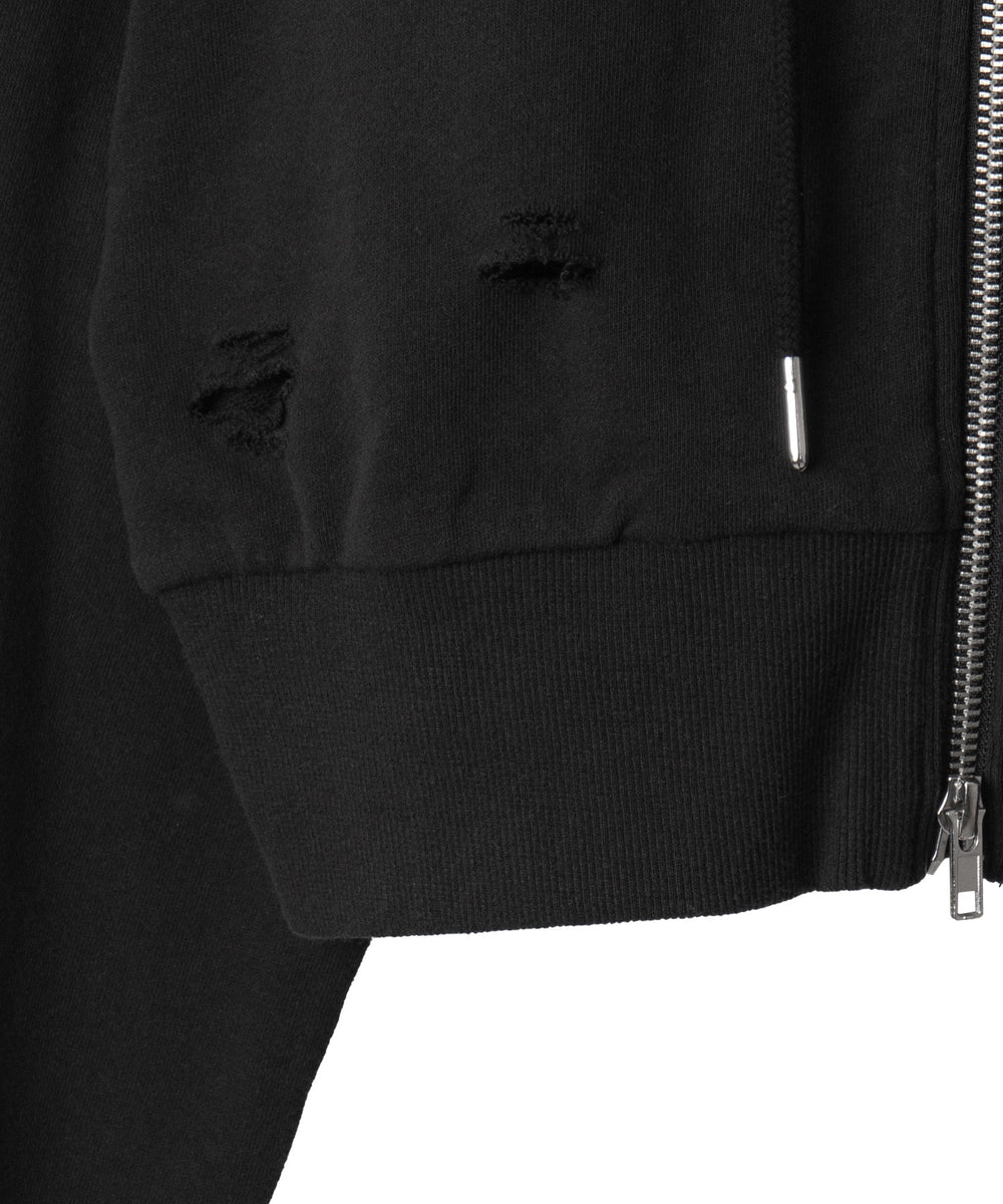 ヴィンテージウォッシュWジップショートパーカー