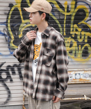 オンブレブラウン（柄3） モデル：180cm L着用