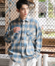 チェックネルシャツ/ブルーベージュ（柄6） モデル：180cm L着用