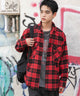 チェックネルシャツ/レッドチェック（柄8） モデル：180cm L着用