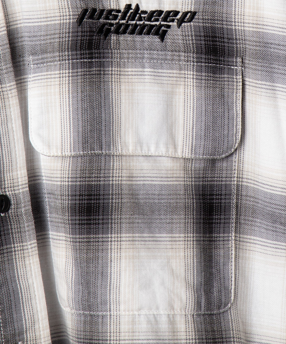 オンブレチェックグラフィックシャツ（LS）