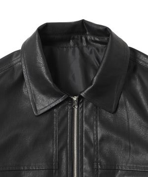 ヴィンテージライク合皮ブルゾン