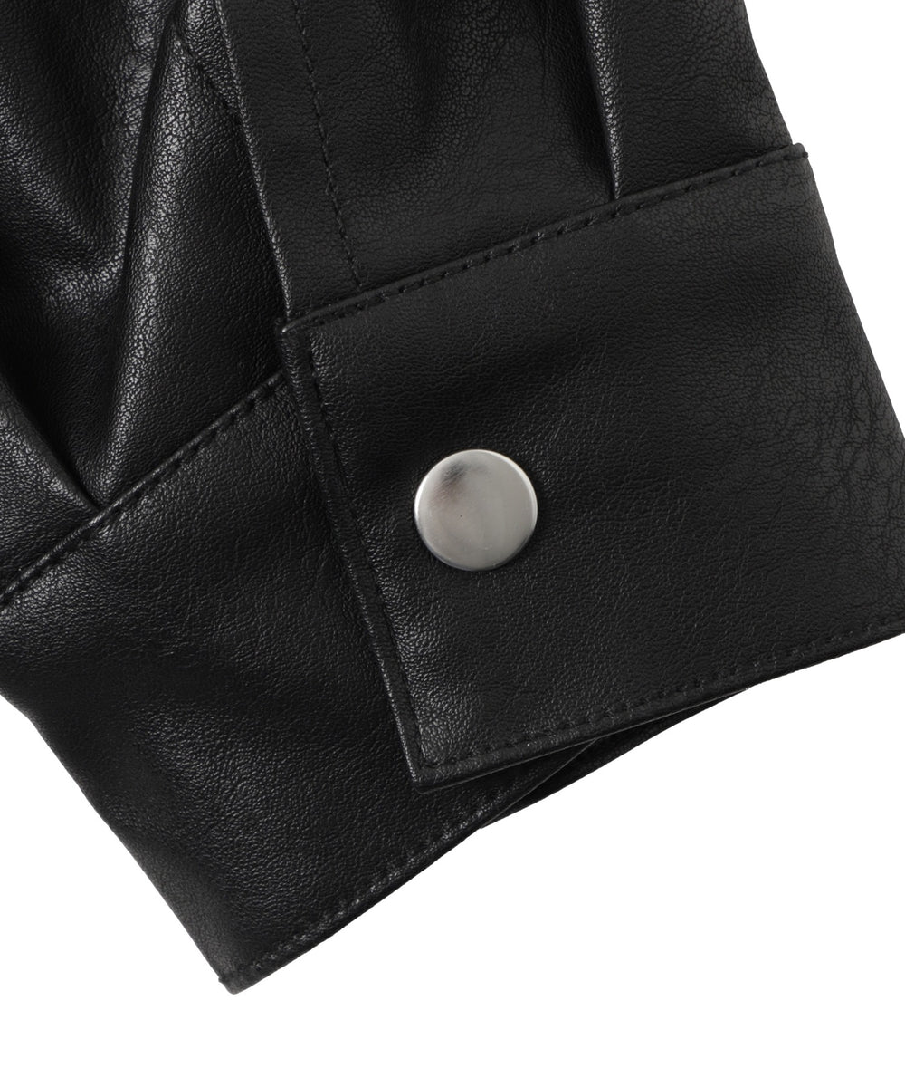 ヴィンテージライク合皮ブルゾン