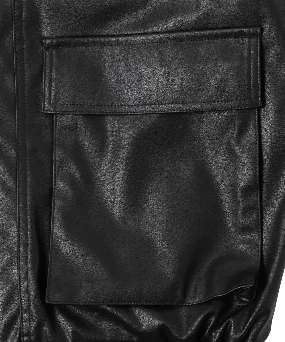 ヴィンテージライク合皮ブルゾン