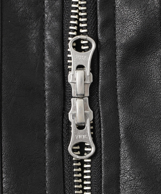 ヴィンテージライク合皮ブルゾン