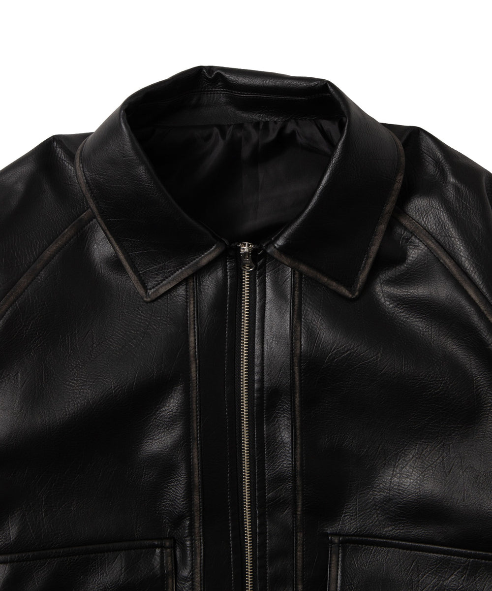 エイジド合皮ブルゾン
