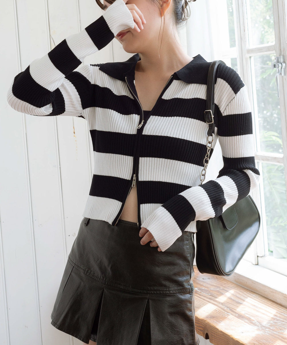 ブラック系ボーダー モデル:155cm F着用