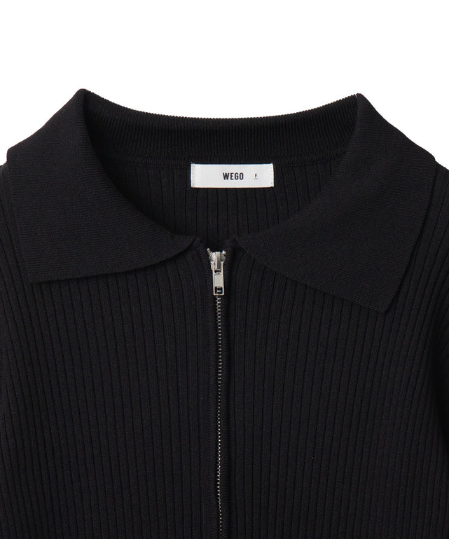 Wジップコンパクトニットカーデ