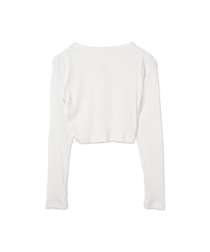 ワンポイントデザインフィンガーホールリブロンT