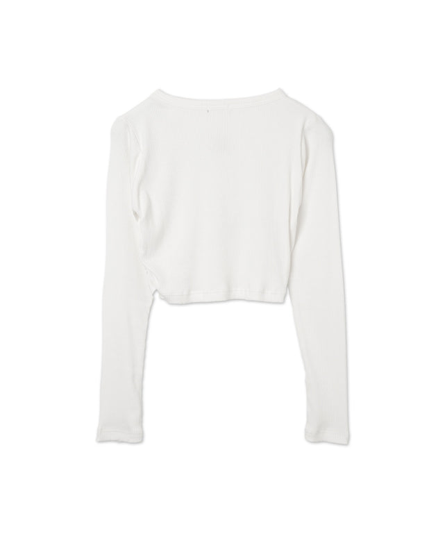 ワンポイントデザインフィンガーホールリブロンT