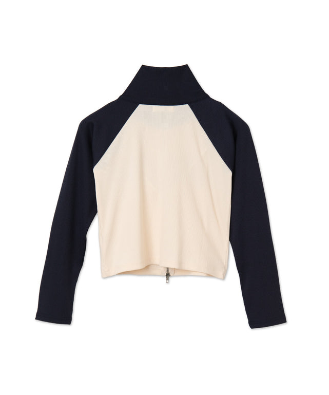 ダブルジップワッペンロゴラグランロンT