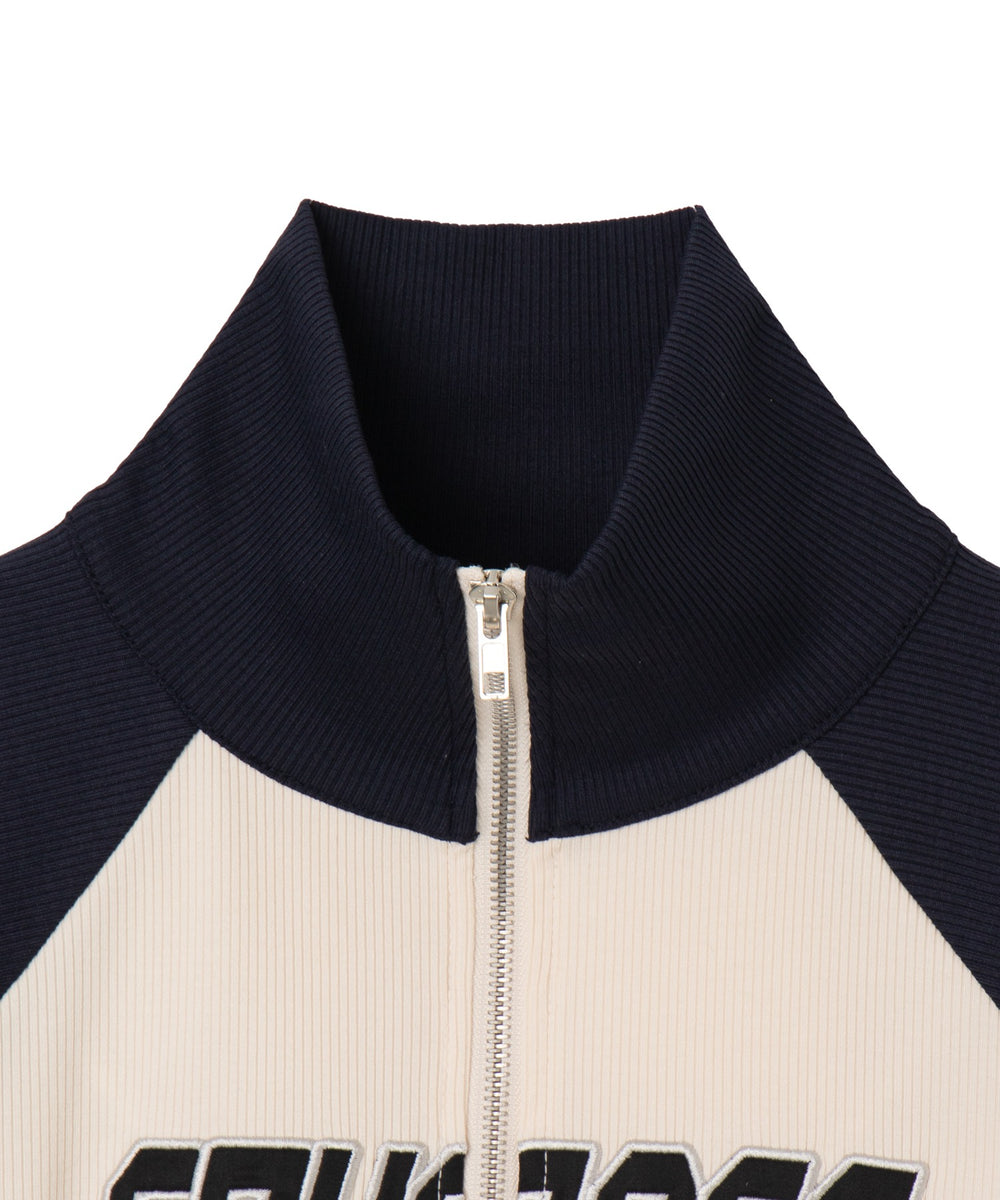 ダブルジップワッペンロゴラグランロンT