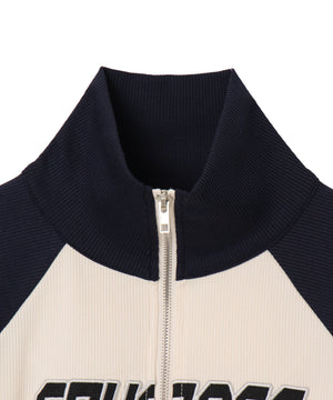 ダブルジップワッペンロゴラグランロンT