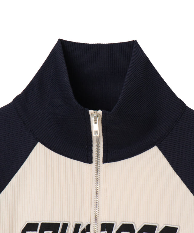 ダブルジップワッペンロゴラグランロンT