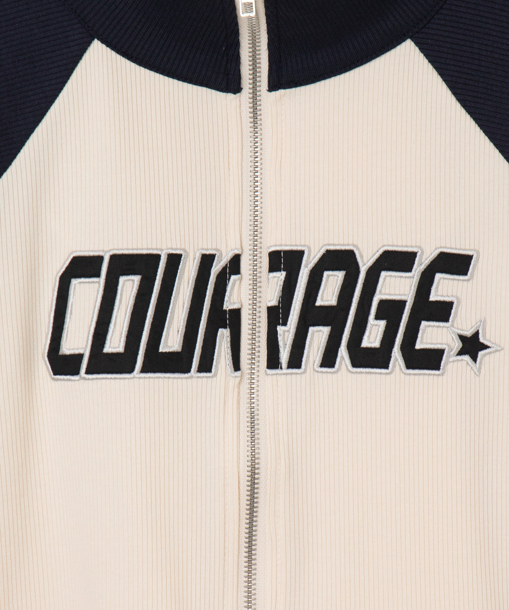 ダブルジップワッペンロゴラグランロンT