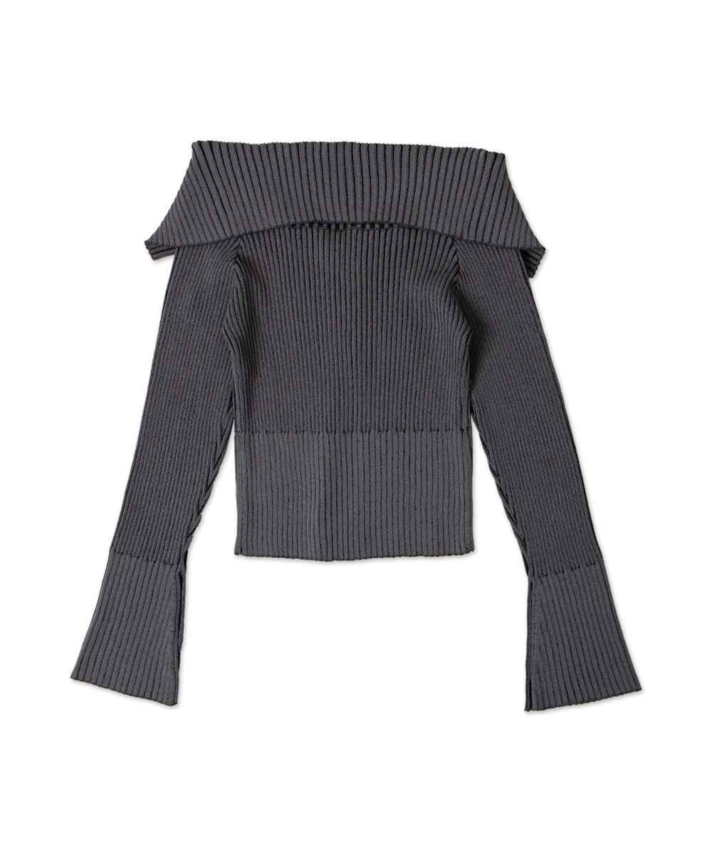 ダブルジップオフショルニット