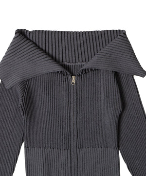 ダブルジップオフショルニット