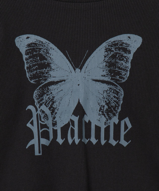 バタフライプリントロンT