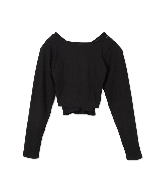 レイヤードレースアップ長袖トップス