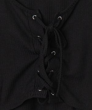 レイヤードレースアップ長袖トップス