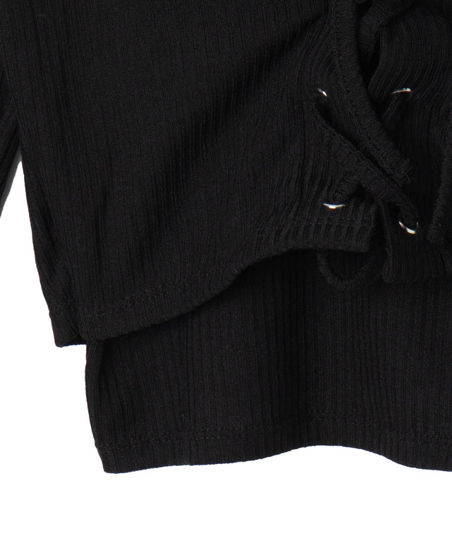 レイヤードレースアップ長袖トップス