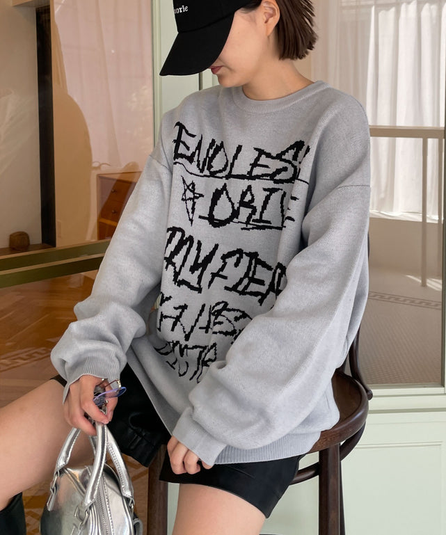 バーバリー　ビッグプリントロゴ入り ニット　トレーナー 希少XLサイズ】バーバリー☆ ビッグプリントロゴ入り スウェット