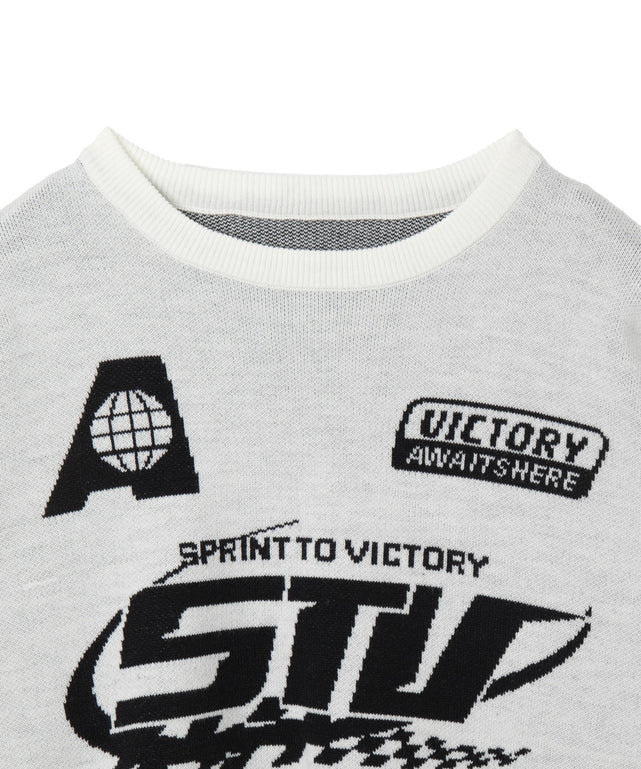 スポーツグラフィックジャガードニット