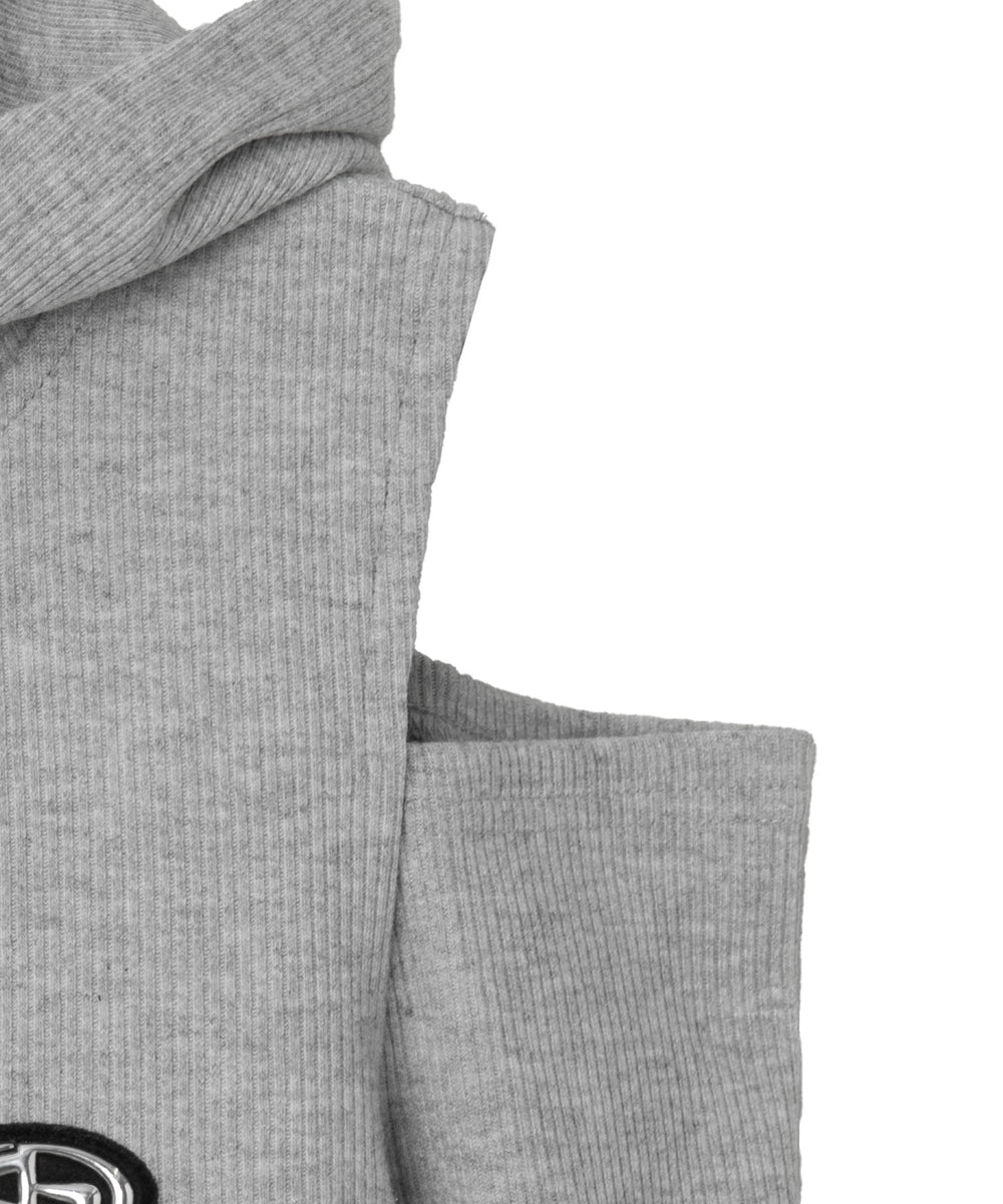 オープンショルダーダブルジップパーカー