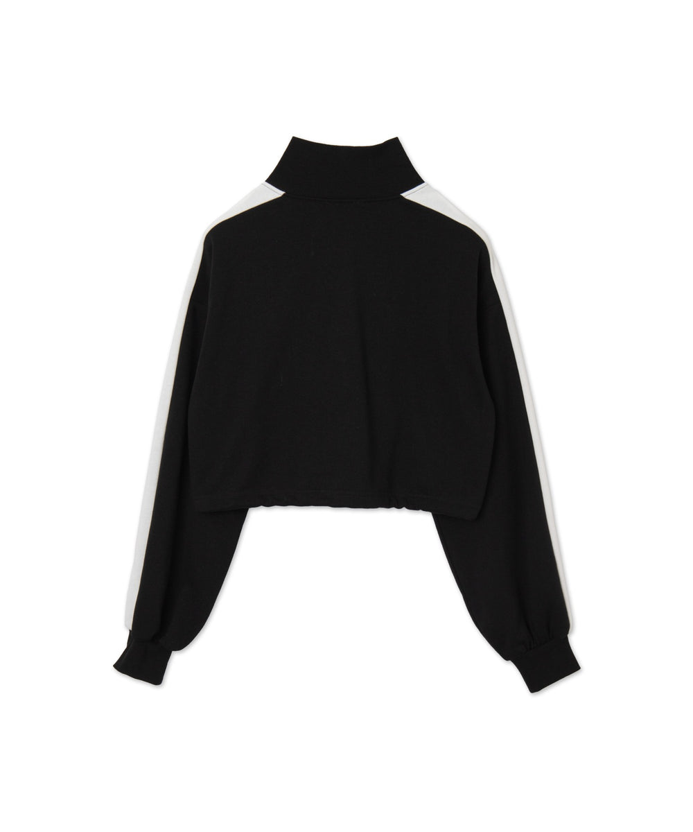 刺繍ハーフジップショートスウェット