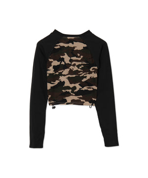 ラインストーンサイドドロストラグランロンT