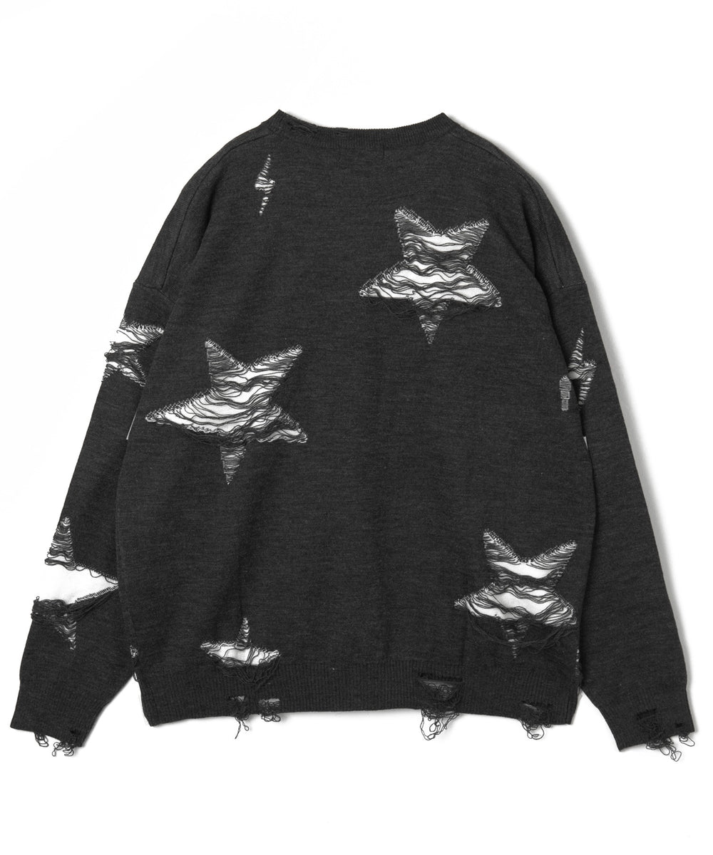 ダメージジャガードニットプルオーバー
