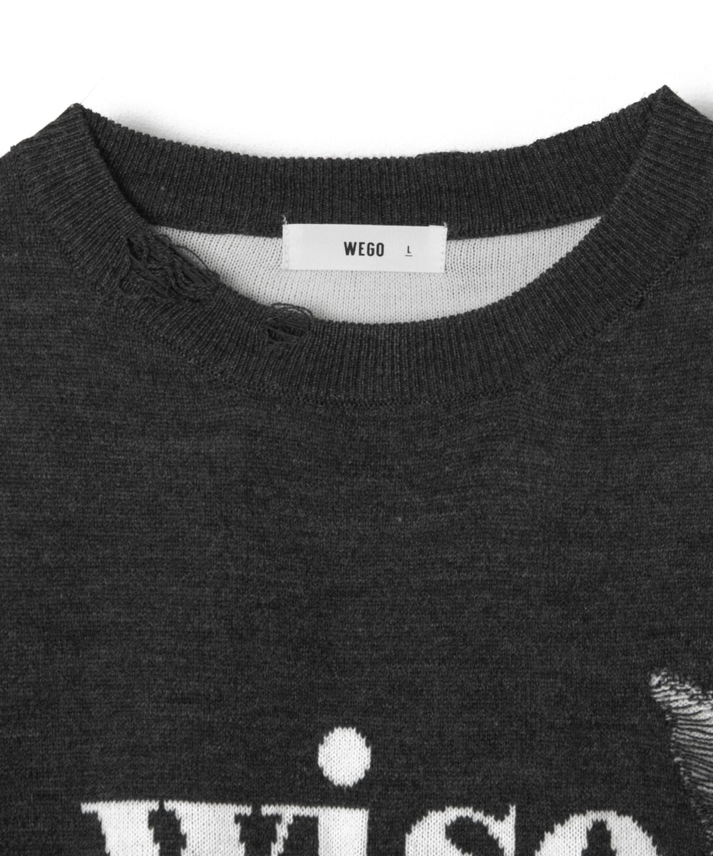 ダメージジャガードニットプルオーバー