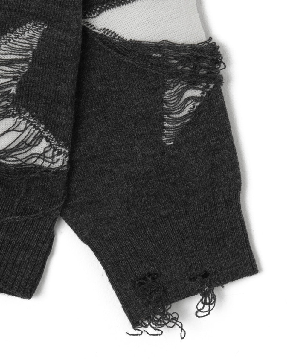 ダメージジャガードニットプルオーバー