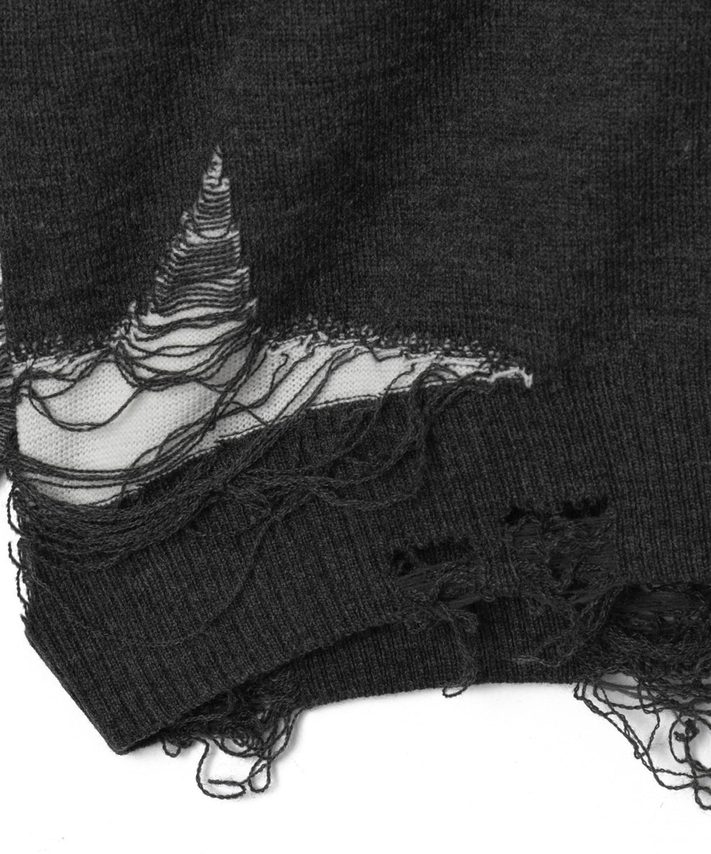 ダメージジャガードニットプルオーバー