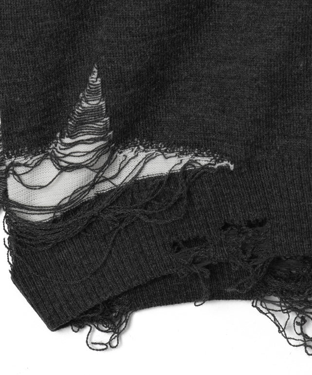 ダメージジャガードニットプルオーバー