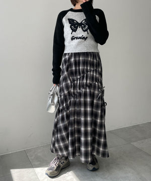 ブラックチェック1 モデル:155cm F着用