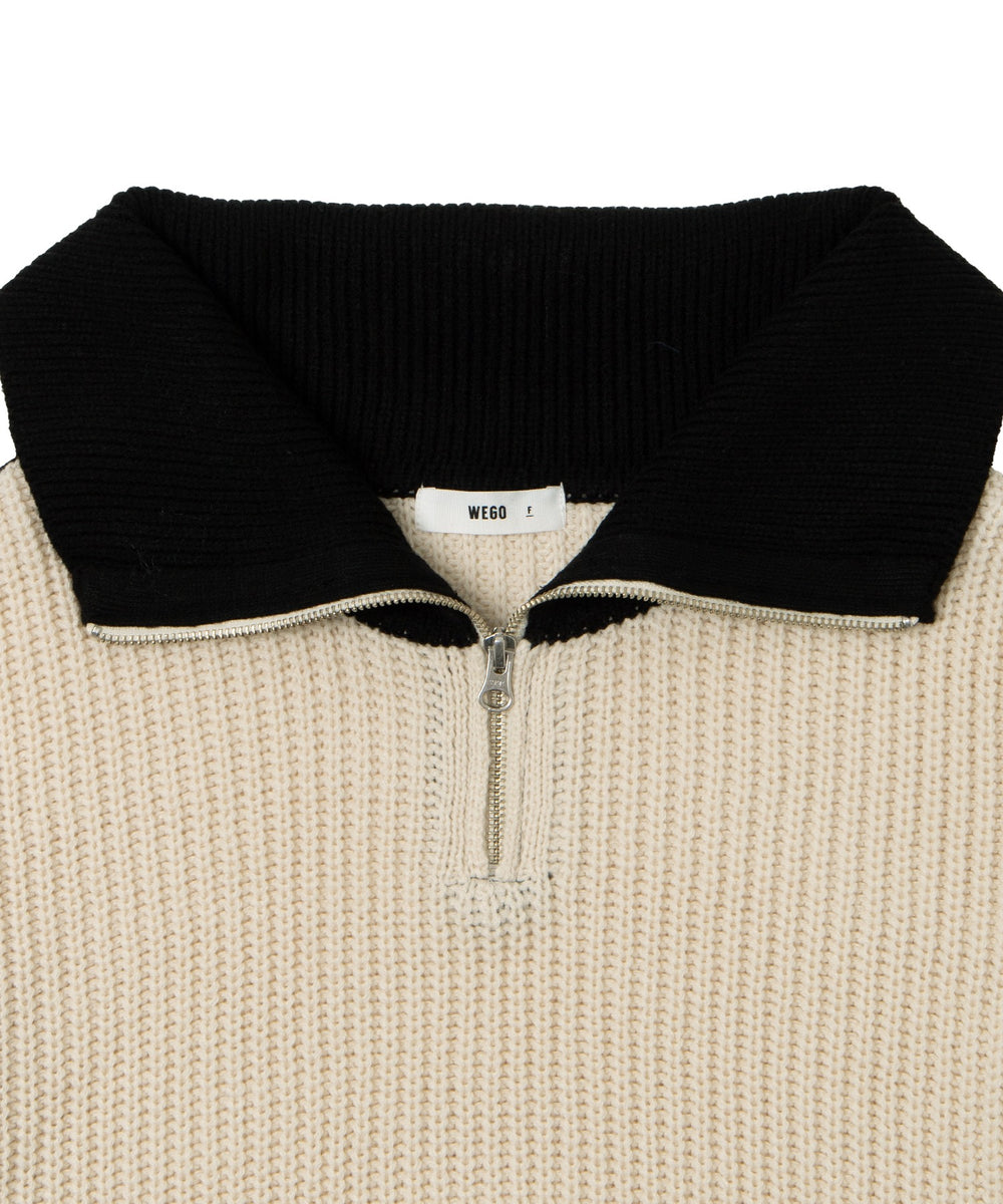 ハーフジップニットプルオーバー