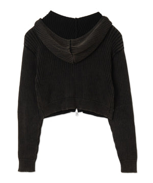 ストーンウォッシュニットパーカー