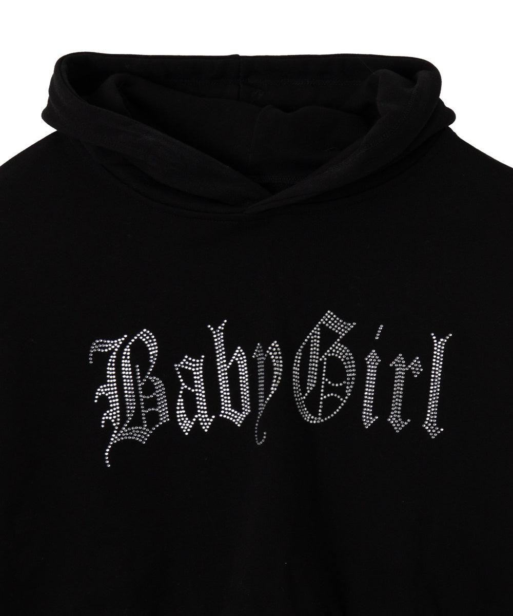 ラインストーンショートプルパーカー