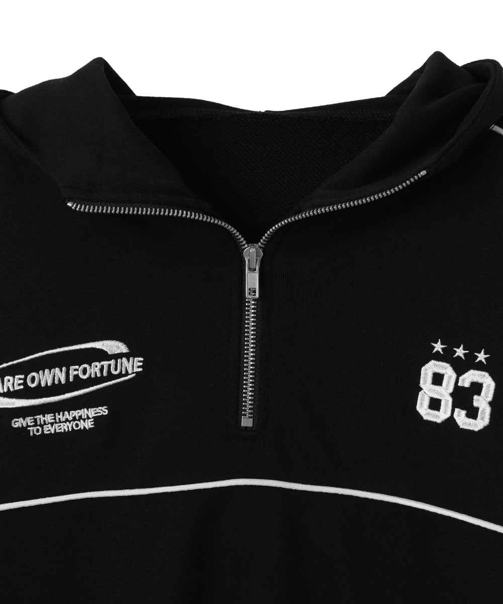 パイピングハーフジッププルパーカー