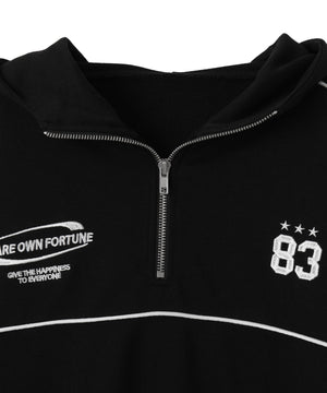 パイピングハーフジッププルパーカー